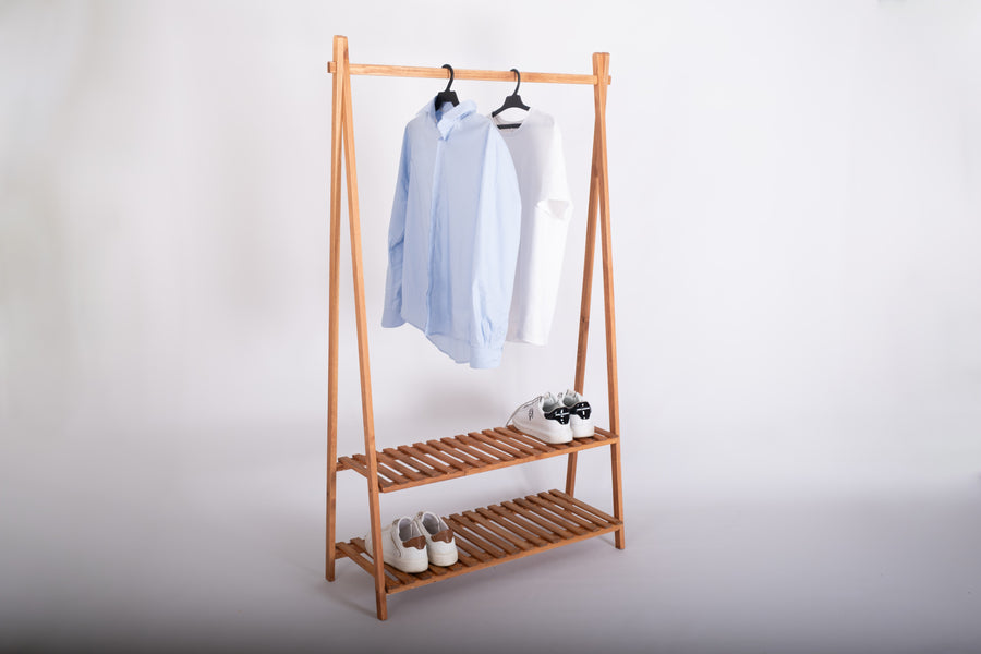 Portant à vêtements pliable en bois | 1 ou 2 étages – 165 × 100 cm