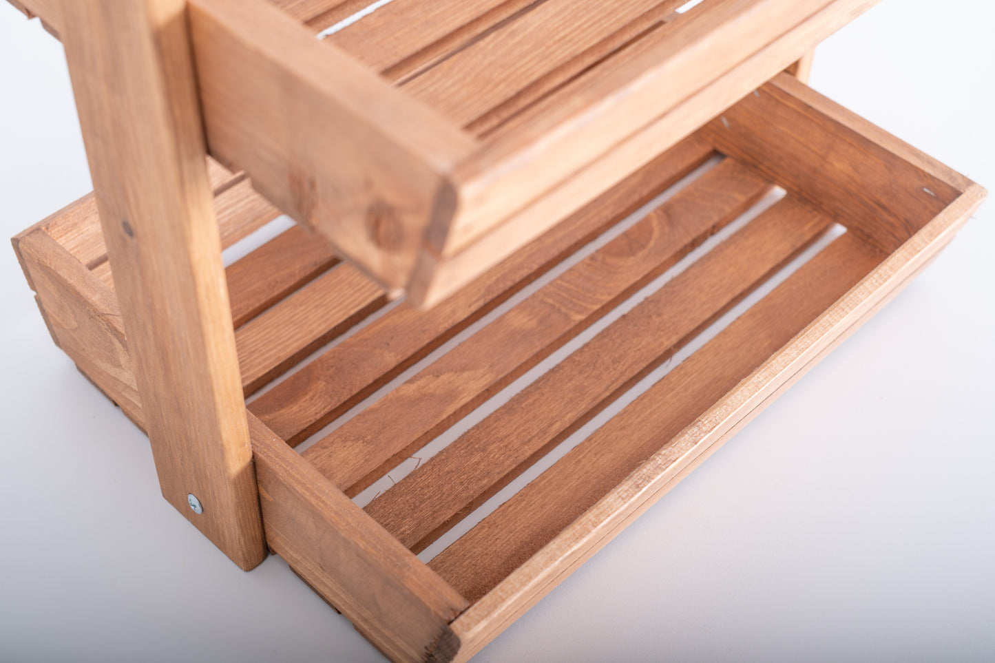 Étagère en bois à 2 niveaux – panier à fruits ou rangement