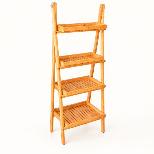 Étagère échelle pliable en bois – 4 niveaux
