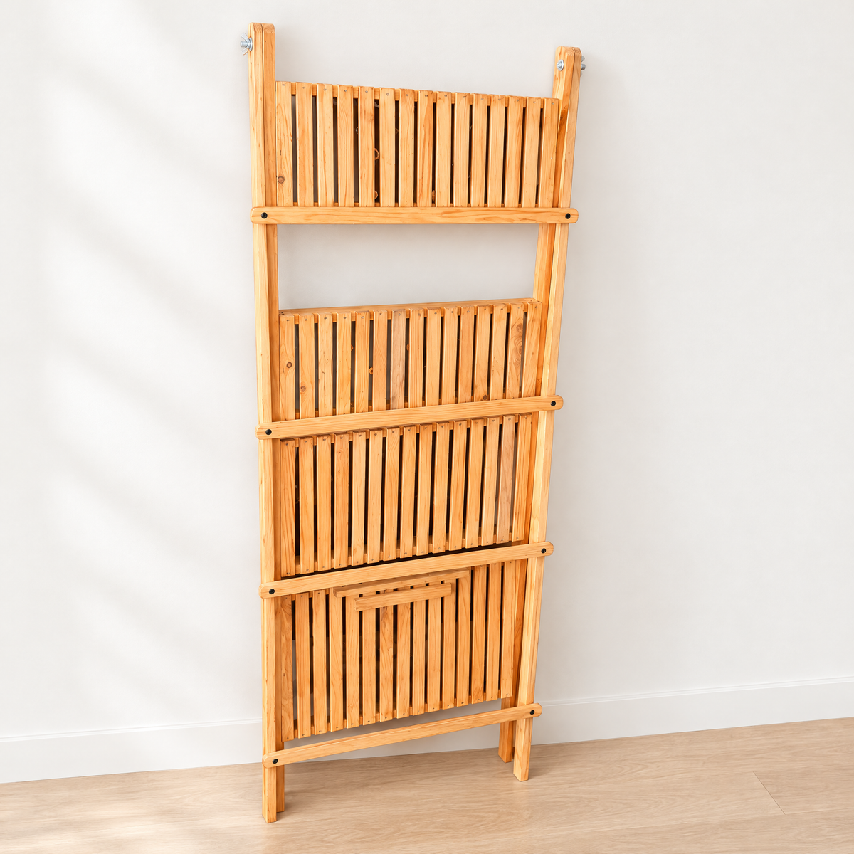 Étagère échelle pliable en bois – 4 niveaux
