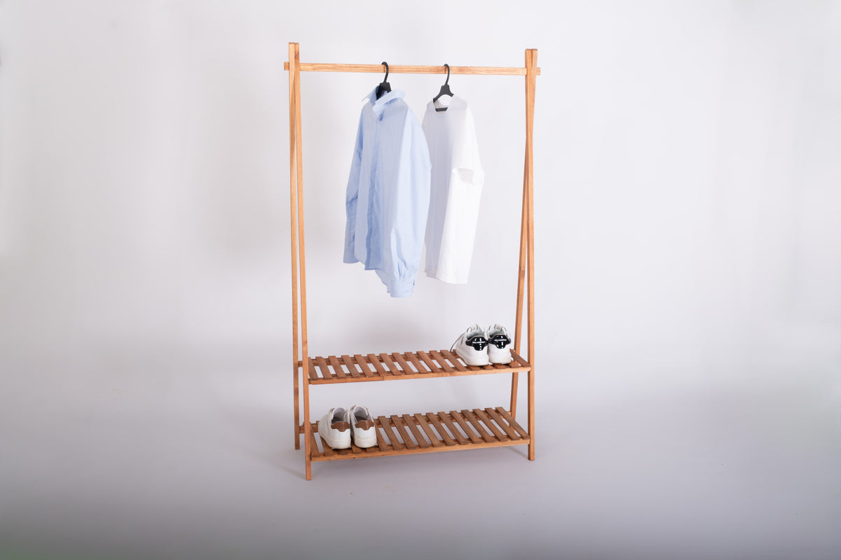 Portant à vêtements pliable en bois | 1 ou 2 étages – 165 × 100 cm