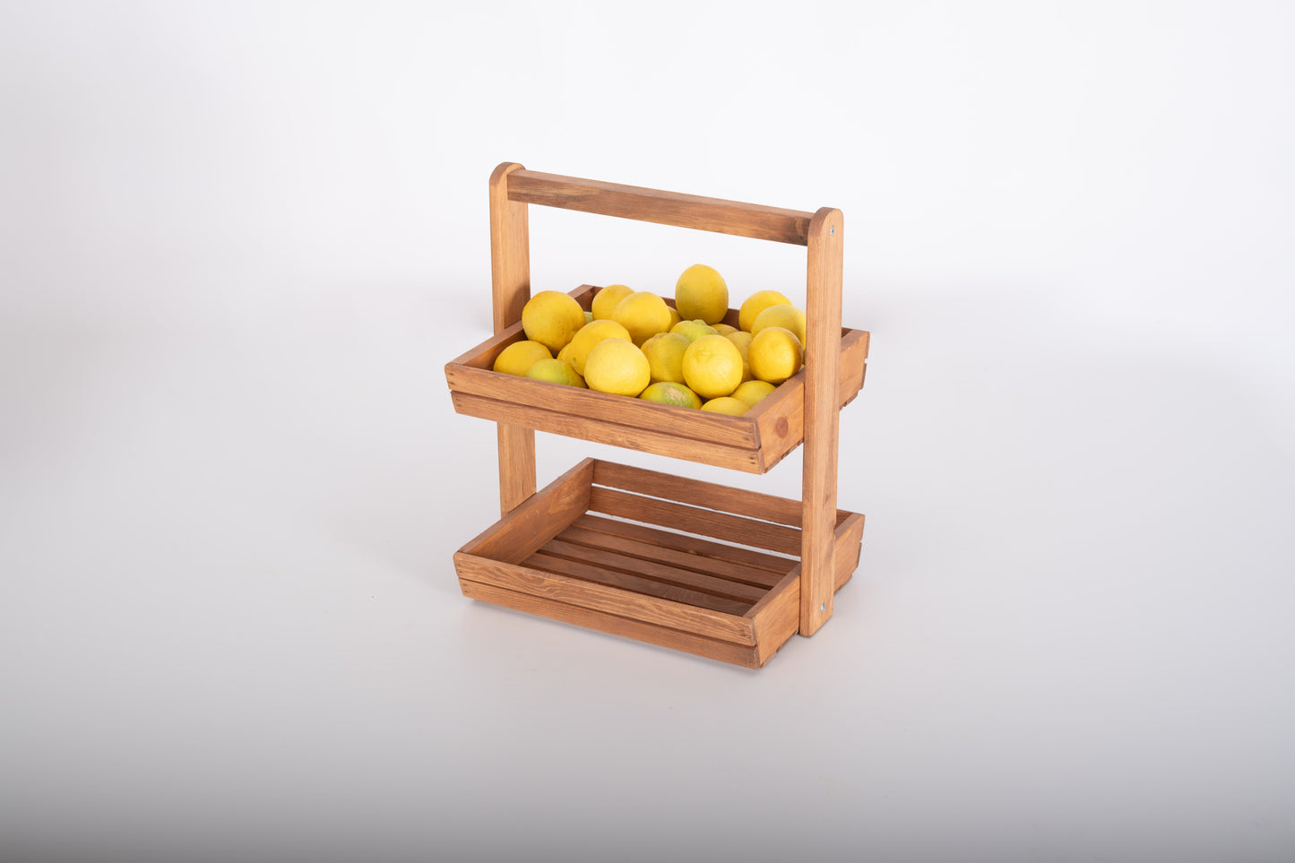 Étagère en bois à 2 niveaux – panier à fruits ou rangement