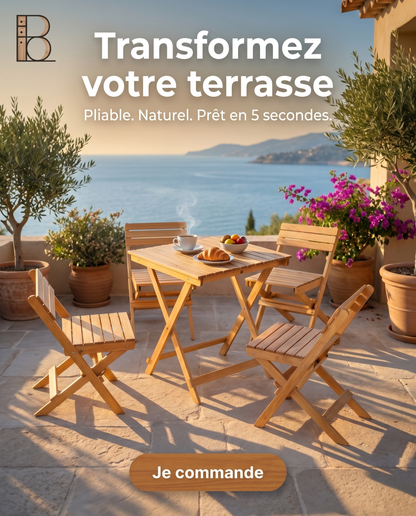 Table pliante avec chaise en bois