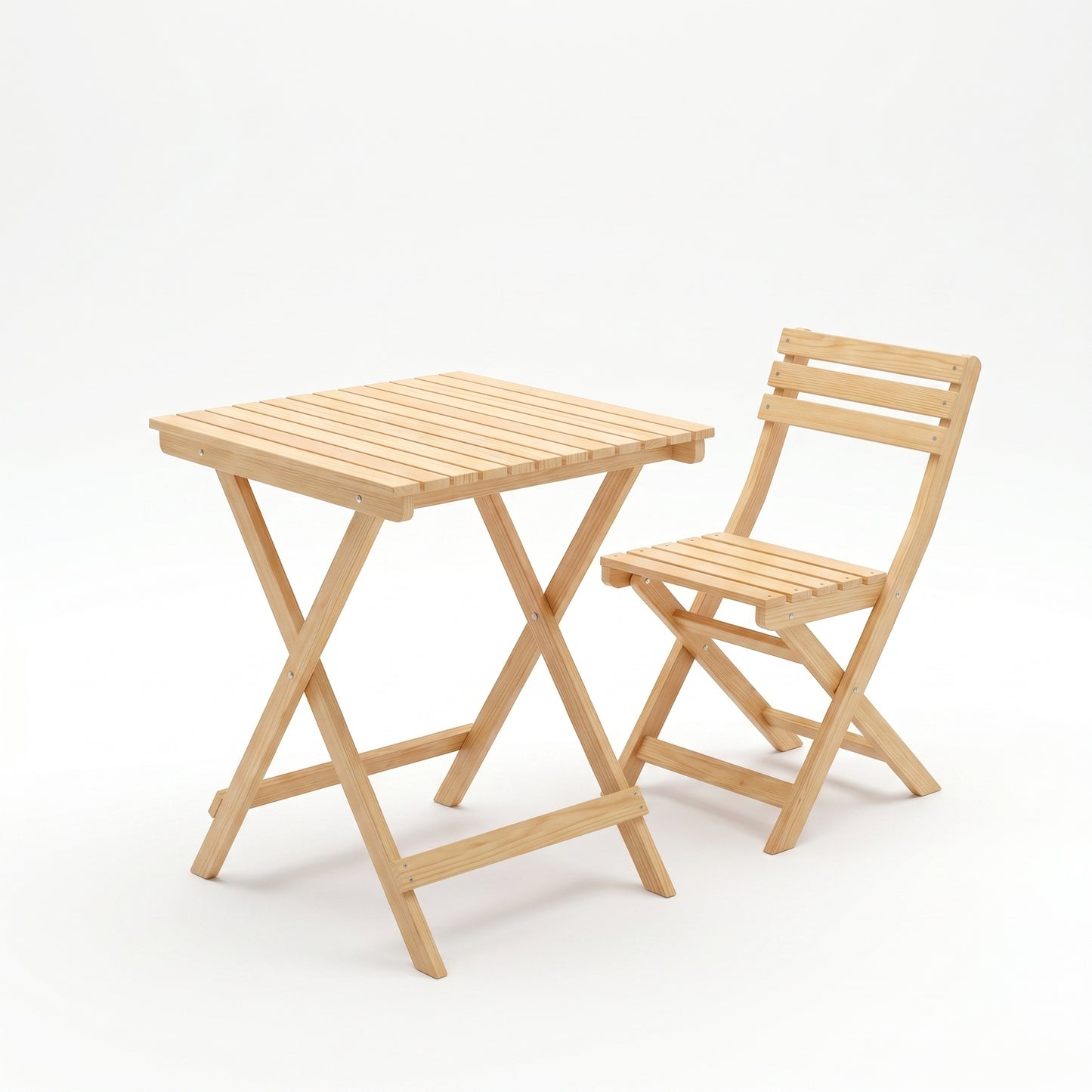 Table pliante avec chaise en bois
