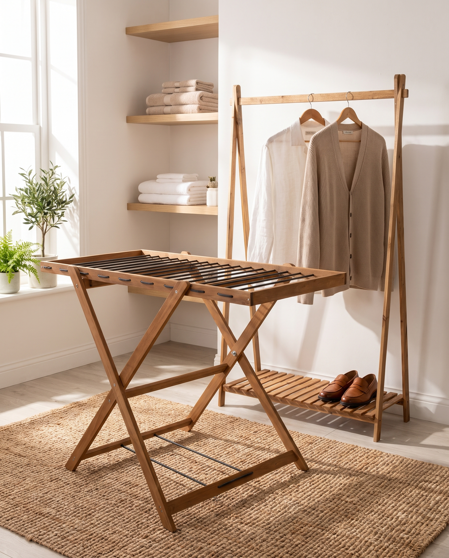Séchoir à linge pliable en bois | 78×120 cm