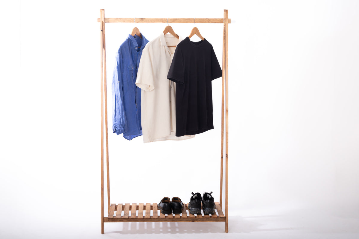 Portant à vêtements pliable en bois | 1 ou 2 étages – 165 × 100 cm