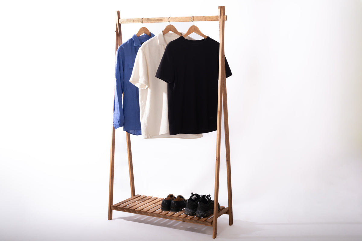 Portant à vêtements pliable en bois | 1 ou 2 étages – 165 × 100 cm